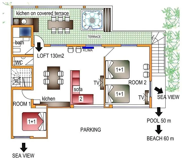 Bella Vista Beach House Apartments, Hot Pool And Jacuzzi Trogir 0*,  Croatia